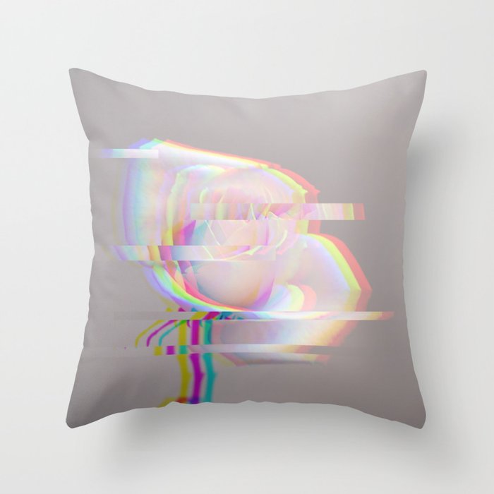 Glitched Rose Throw Pillow
