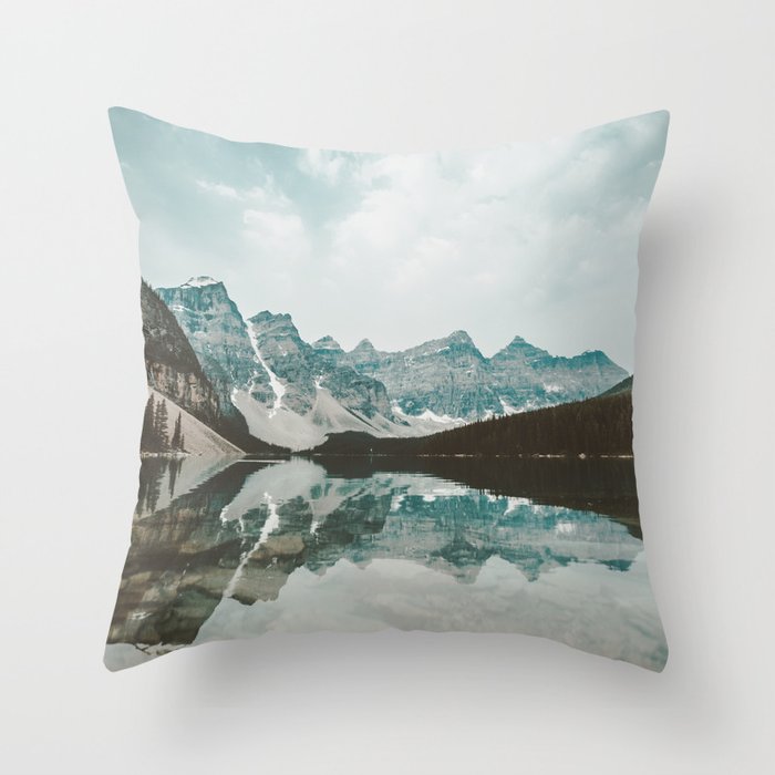 Moraine Lake Mountain Reflection Summer Throw Pillow