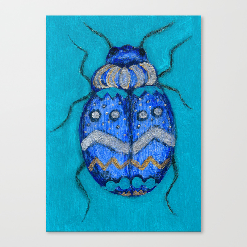 Beetle Bug Art Insect Charcoal Acrylic Painting Canvas Print By
