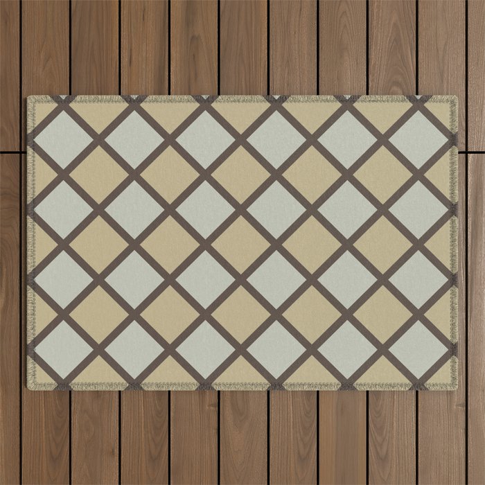 Checkered Pattern - Black and Cream Checks Texture  Outdoor Rug