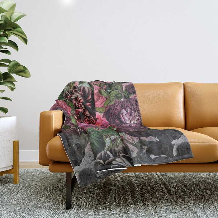 Vintage & Shabby-chic -  floral roses flowers - Flower and Rose Throw Blanket