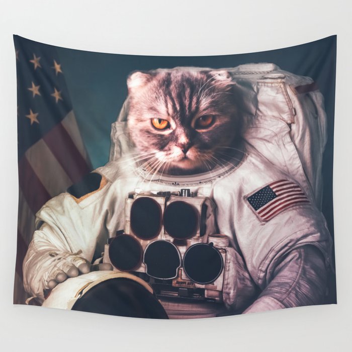Beautiful cat astronaut Wall Tapestry