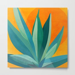 West Coast Sunset With Agave Metal Print | Colorful, Organic, Painting, West, Curated, Succulent, Painted, Cactus, Teal, Vibrant 