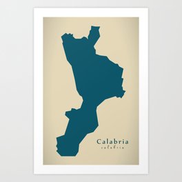 Modern Map - Calabria state Italy Art Print