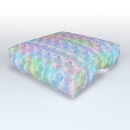 Holographic Mermaid Scales Pattern Outdoor Floor Cushion