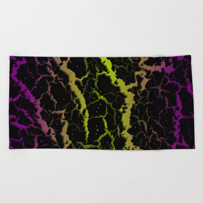 Cracked Space Lava - Purple/Lime Beach Towel