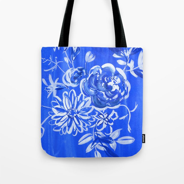 blue and white: floral composition Tote Bag