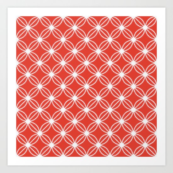 Abstract Circle Dots Red Art Print