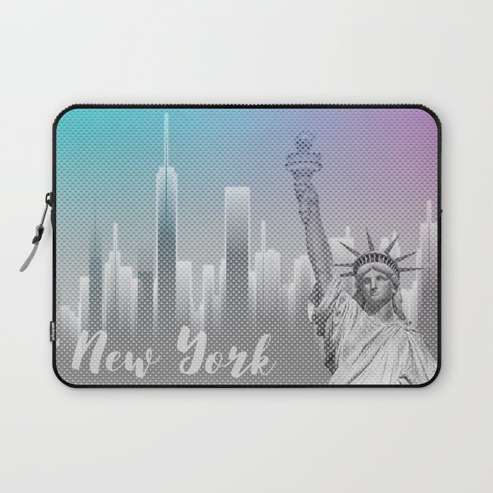 Graphic Art NEW YORK Mix No. 4 | funky cyan and pink Laptop Sleeve