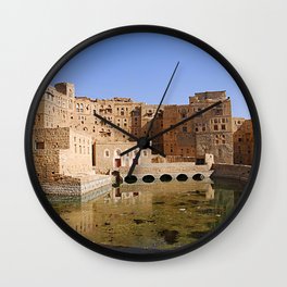 Traditional Brick Buildings, Water Cistern, Yemen Wall Clock