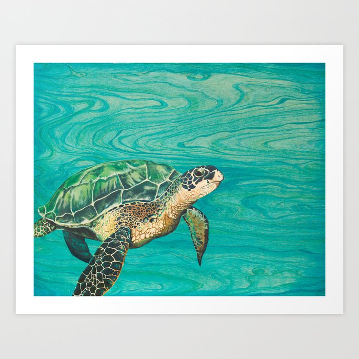 Honu Sea Turtle Original Acrylic Painting Art Print By