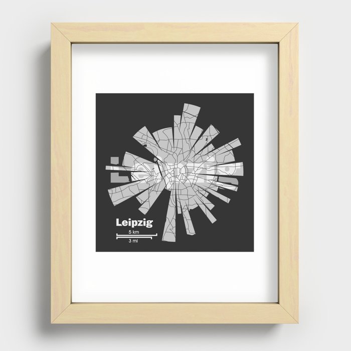 Leipzig Map Recessed Framed Print