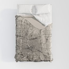 Rochester USA - Black and White City Map Duvet Cover