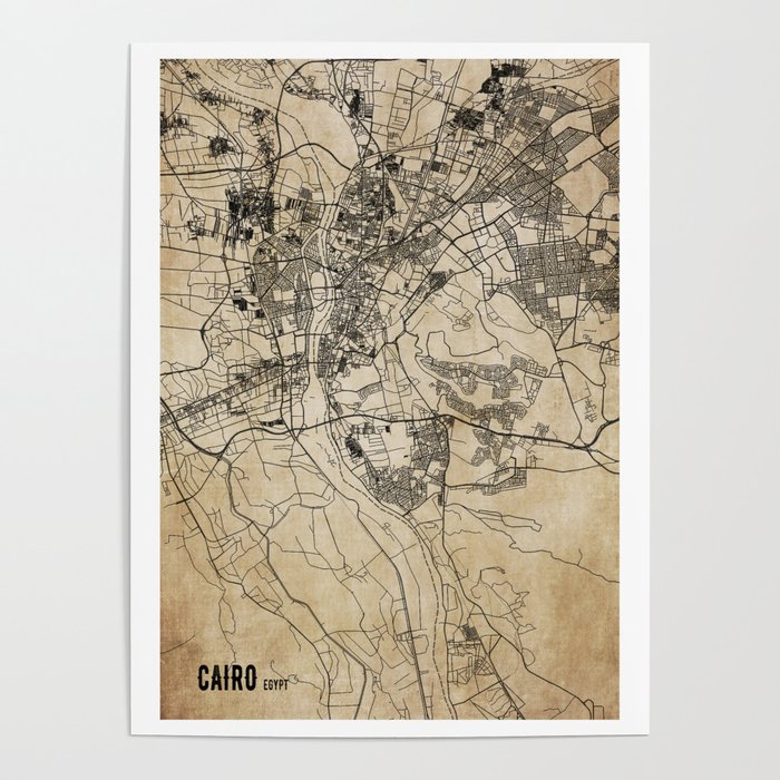 Cairo egypt vintage map Poster