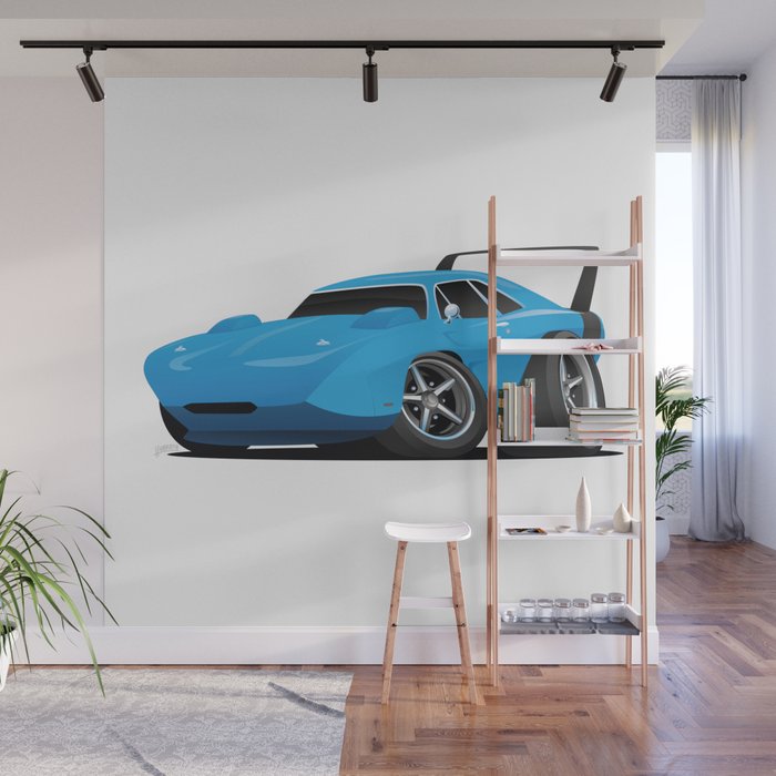 Classic American Winged Muscle Car Cartoon Wall Mural By Hobrath