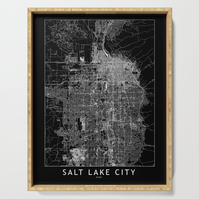 Salt Lake City Black Map Serving Tray