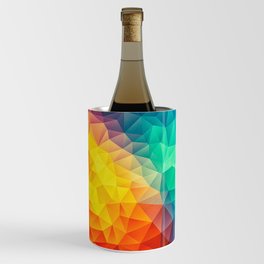 Abstract Polygon Multi Color Cubism Low Poly Triangle Design Wine Chiller
