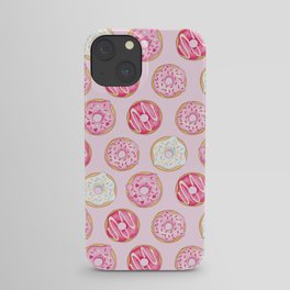 Pink Donuts Pattern on a pink background iPhone Case