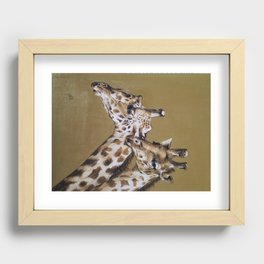 Gold Giraffes Recessed Framed Print