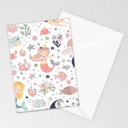 Under The Sea Magical Mermaids & Starfish Stationery Card