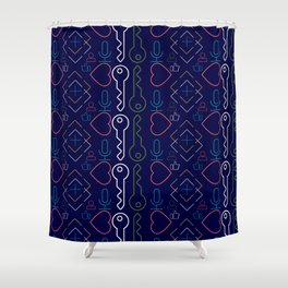 Icon Patterns - Keys & Hearts Shower Curtain