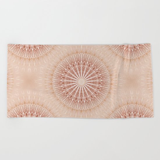 Brown Geometric Mandala Beach Towel