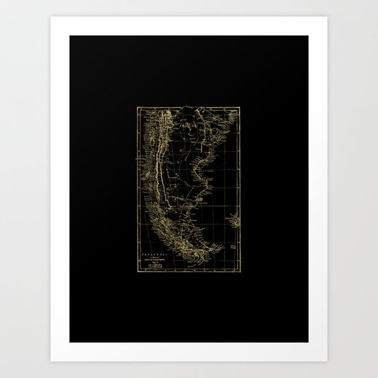Patagonia - Black and Gold Art Print