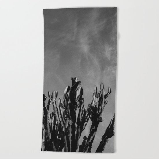 Monochrome Cactus Sky Beach Towel