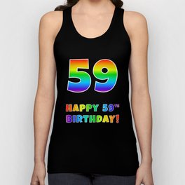 [ Thumbnail: HAPPY 59TH BIRTHDAY - Multicolored Rainbow Spectrum Gradient Tank Top ]