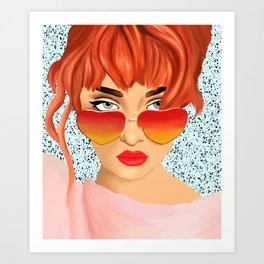 The Girl With The Heart Glasses Art Print