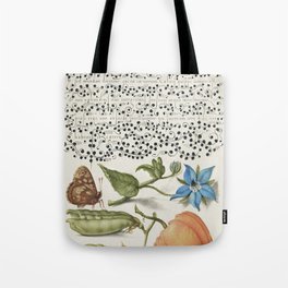 Vintage fruit and vegetables calligraphic poster Tote Bag