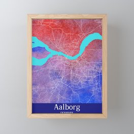 Aalborg Watercolor Map Framed Mini Art Print
