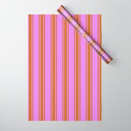 [ Thumbnail: Violet and Chocolate Colored Lines/Stripes Pattern Wrapping Paper ]