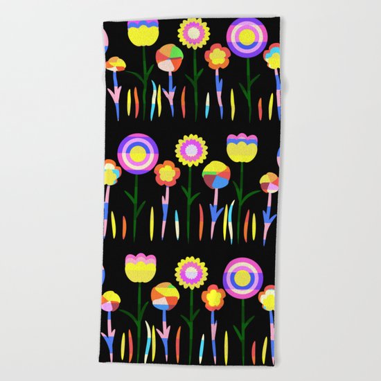 Happy flowers in spring Beach Towel
