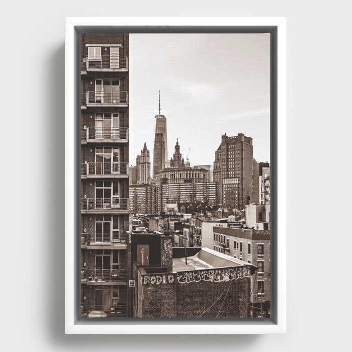 NYC Sepia Framed Canvas
