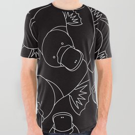 Minimalist Platypus Black and White All Over Graphic Tee