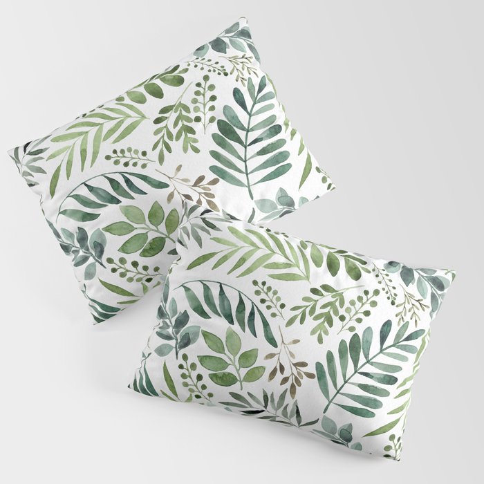 Botanical leaves -Watercolor   Pillow Sham