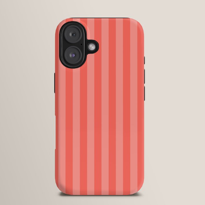 Coral Pink Thin Vertical Stripes