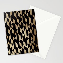 Abstract Geometric Pattern Black and Gold Stationery Card