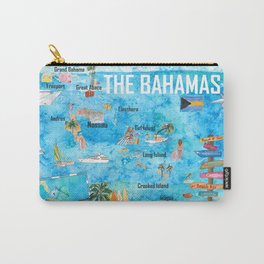 The Bahamas Illustrated Map with Main Roads Landmarks and Highlights Carry-All Pouch