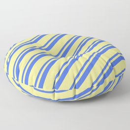 [ Thumbnail: Royal Blue & Tan Colored Stripes Pattern Floor Pillow ]