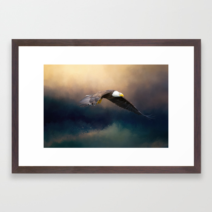 Painting Flying American Bald Eagle Framed Art Print By