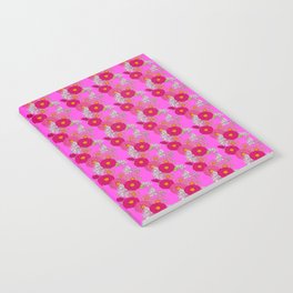 Mid-Century Modern Mums Floral Wallpaper Hot Pink Notebook