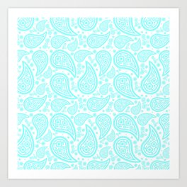 Paisley (Aqua & White Pattern) Art Print