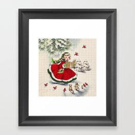 Vintage Christmas Girl Framed Art Print