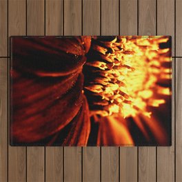 Dahlia Macro Photography In Infrared Red  Outdoor Rug