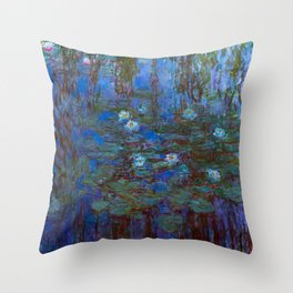 Claude Monet - Blue Water Lilies Throw Pillow