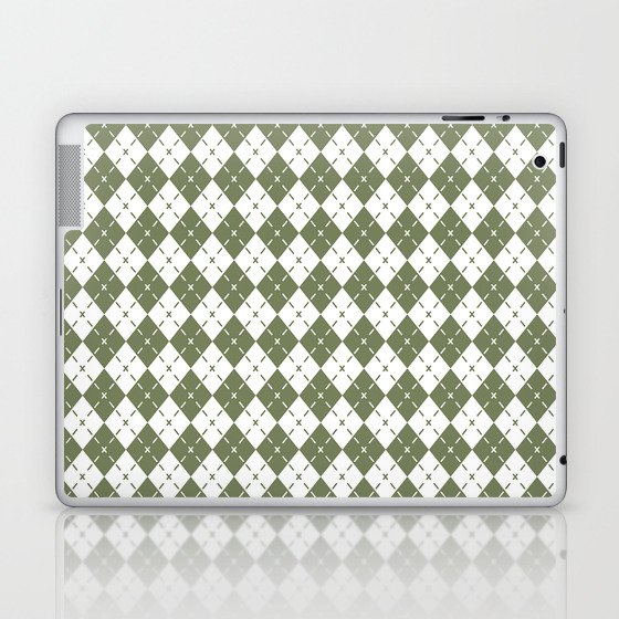 Trendy Sage Green Diamond Argyle Pattern Laptop & iPad Skin