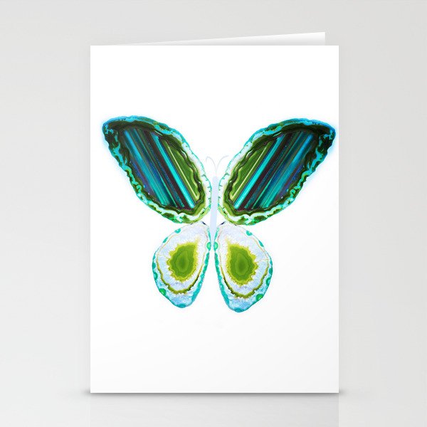 Agate emerald butterfly Stationery Cards