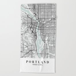 Portland Oregon Blue Water Street Map Beach Towel
